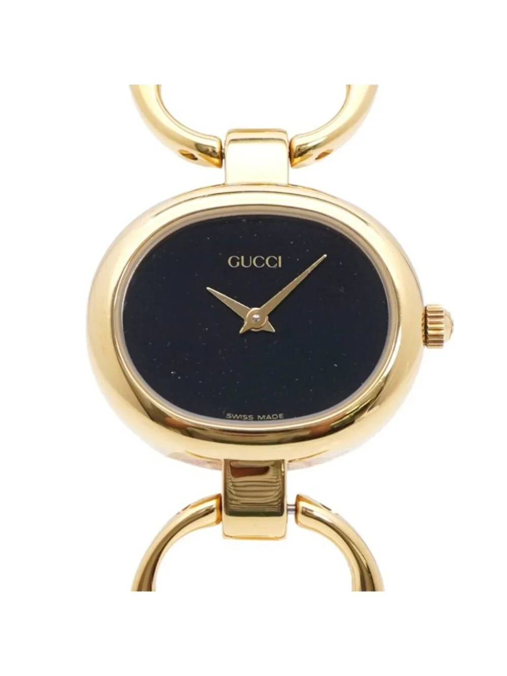 Gucci Quartz Watch Stainless Steel Black Gold Dial
